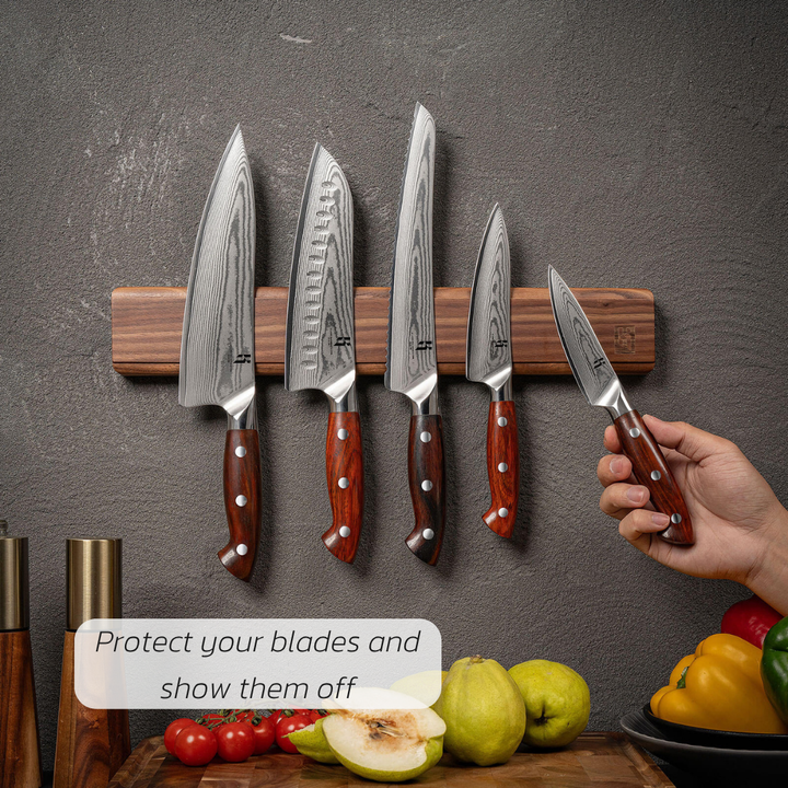 Magnetic Knife Holder Strip in Walnut