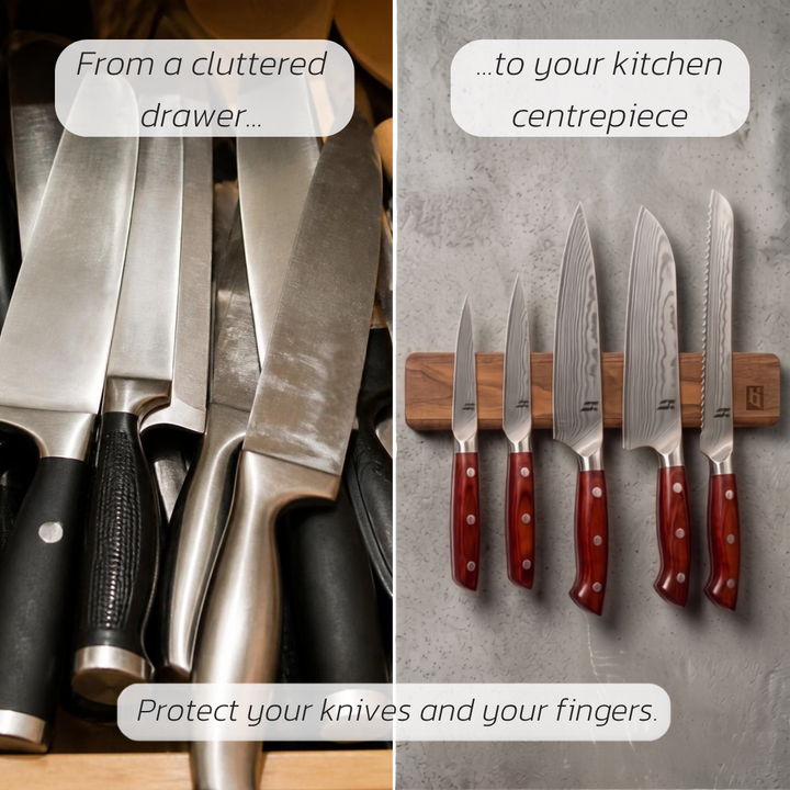 Magnetic Knife Holder Strip in Walnut